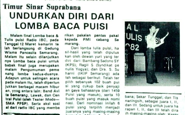 Dharma | Timur Suprabana Undurkan Diri dari Lomba Baca Puisi