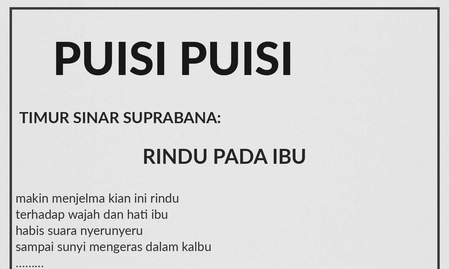 Puisi: Rindu pada Ibu [Harian Kartika]