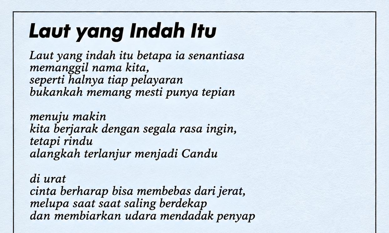 Puisi: Laut yang Indah Itu [Bernas]