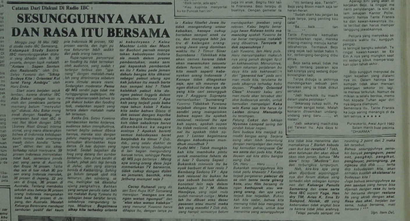 Berita dari Dharma 30 Mei 1982
