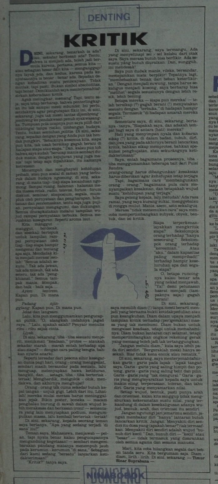 Esai dari Suara Merdeka 9 Desember 1990