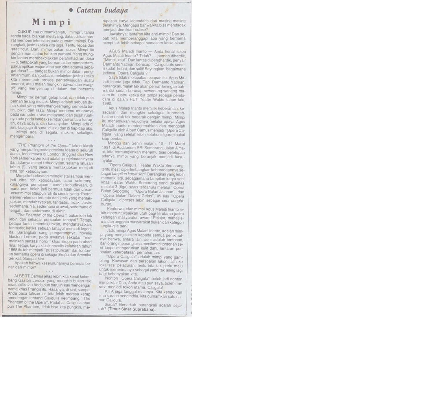 Esai dari Wawasan 24 Februari 1991