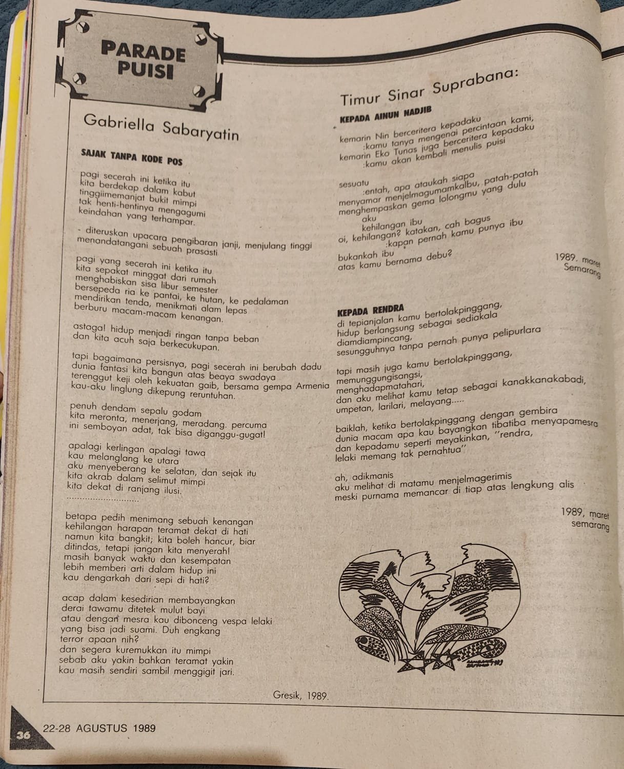 Puisi dari Hai 22-28 Agustus 1989