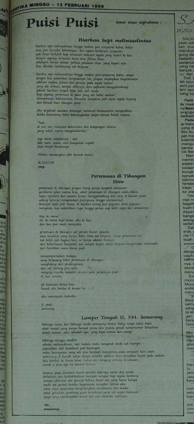 Puisi dari Kartika 12 Februari 1989