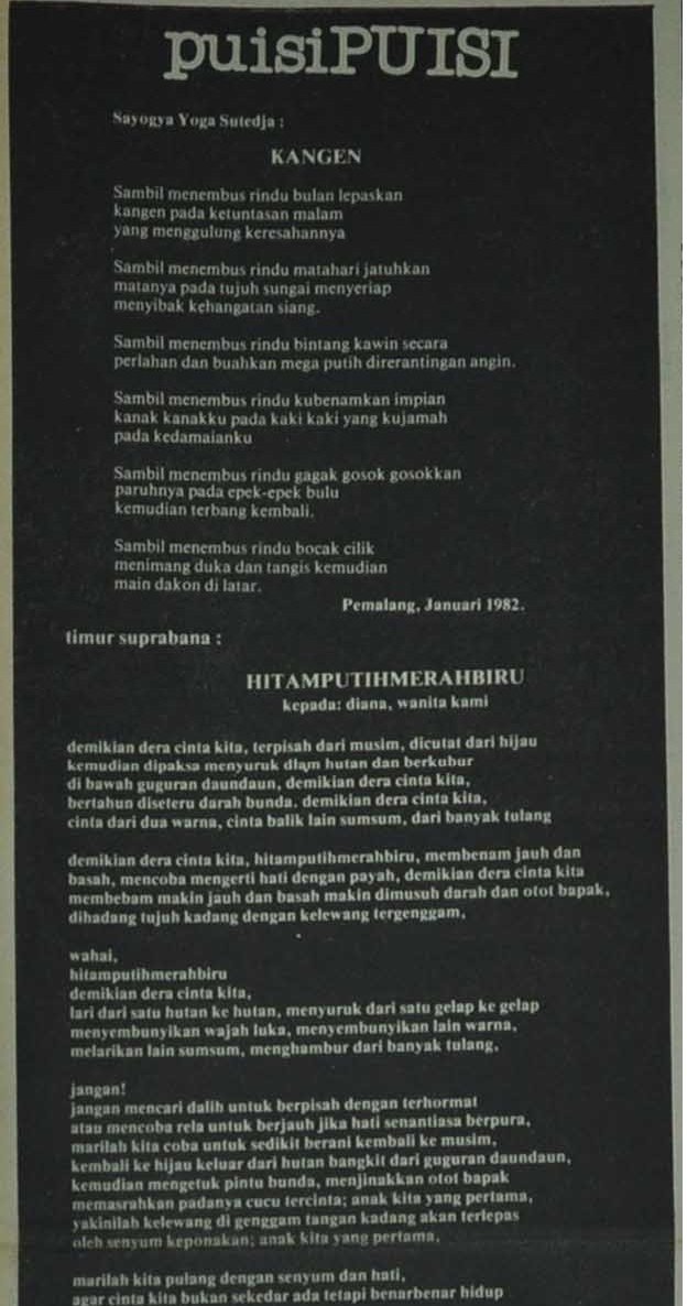 Puisi dari Kartika 27 Januari 1985
