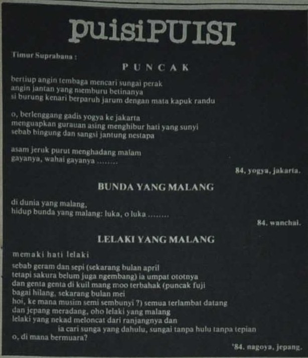 Puisi dari Kartika 3 Maret 1985