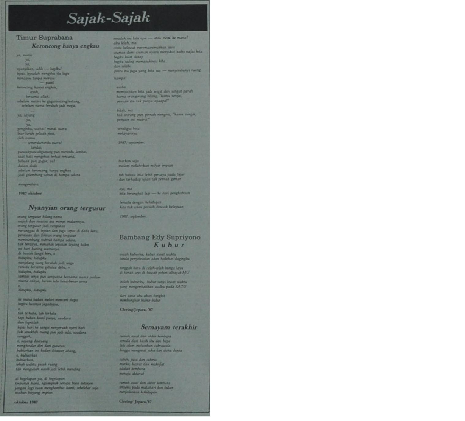 Puisi dari Wawasan 10 Januari 1988