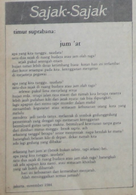 Puisi dari Suara Merdeka 3 Februari 1985