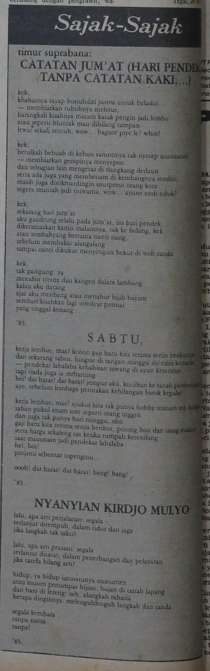 Puisi dari Suara Merdeka 8 Juni 1986