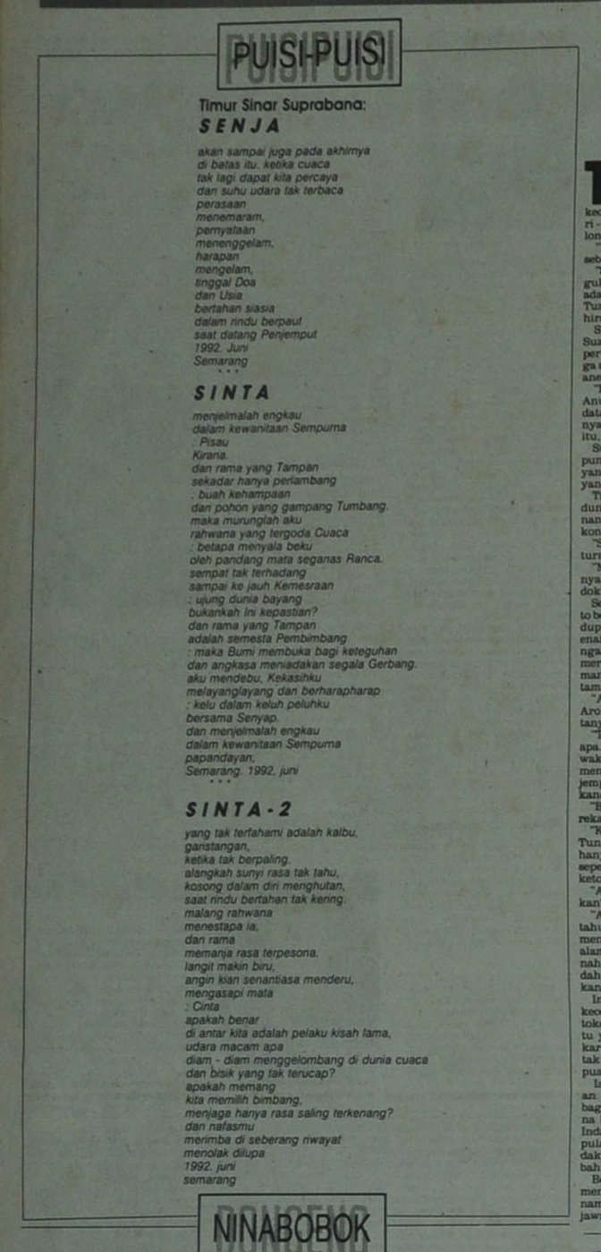 Puisi dari Suara Merdeka 2 Agustus 1992