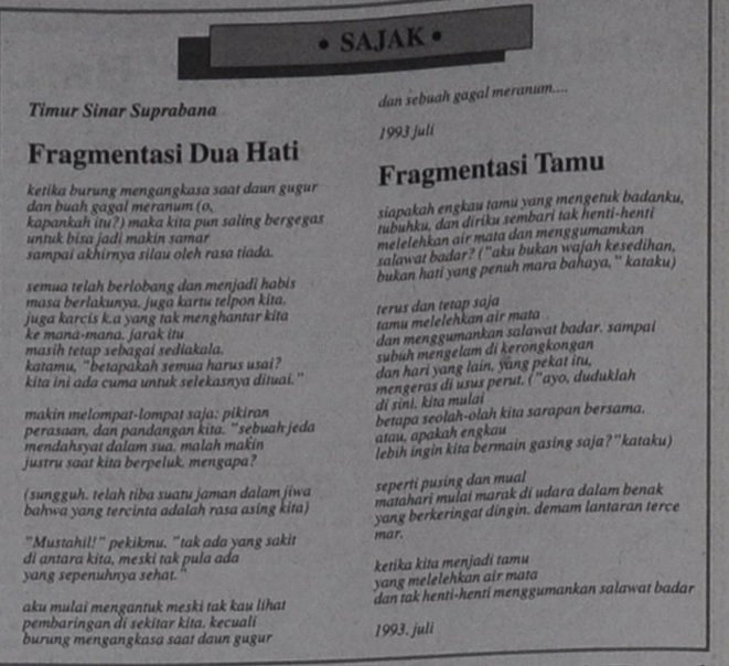 Puisi dari Suara Merdeka 25 Juli 1993