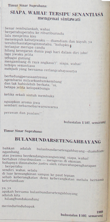 Puisi dari Suara Pembaruan 3 Desember 1989