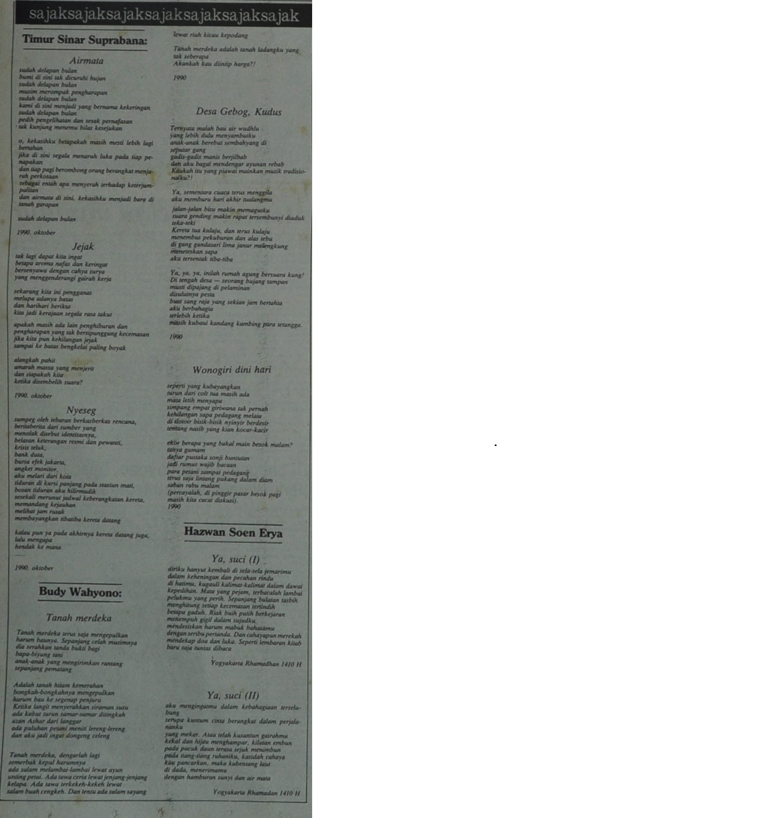 Puisi dari Wawasan 4 November 1990